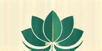 Stylized lotus flower logo for 'Portland Flow Yoga Studio' in calming teal and white. Represents collaboration with local fitness and mindfulness centers.