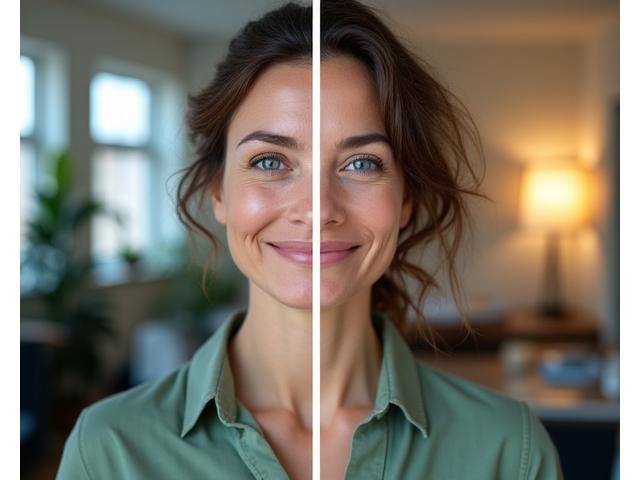 Side-by-side comparison of a busy executive looking stressed, then looking vibrant and relaxed.